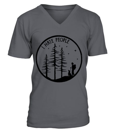 I hate people hiking tree dark clothes camp Men's V-Neck T-shirt