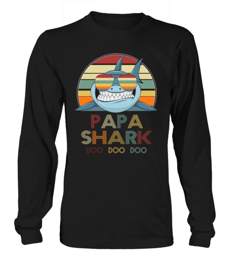 Retro Vintage Papa Shark Tshirt gift for Father Men's Long Sleeve