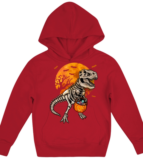 T-Rex Skeleton Pumpkin Halloween Kids Hoodie