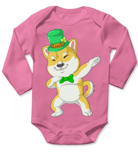 dabbing shiba inu st patricks day Long Sleeve Baby One-Piece