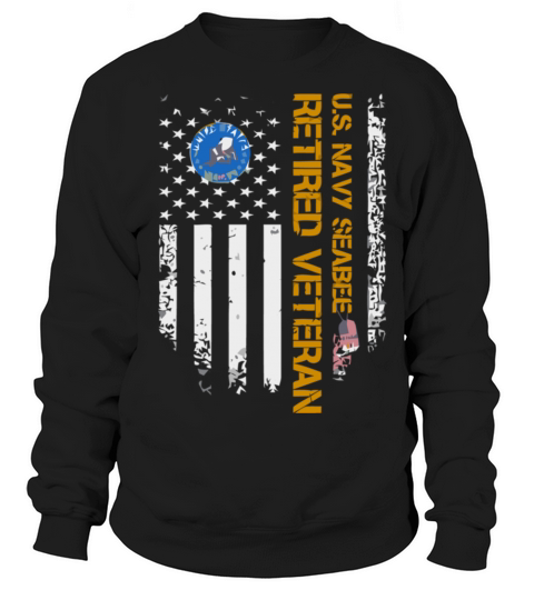 Vintage Usa American Flag Navy Seabee Proud Retire Men's Sweatshirt