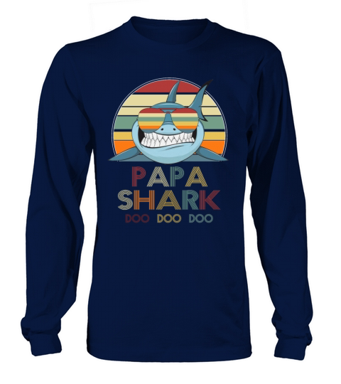 Retro Vintage Papa Shark Tshirt gift for Father Women's Long Sleeve