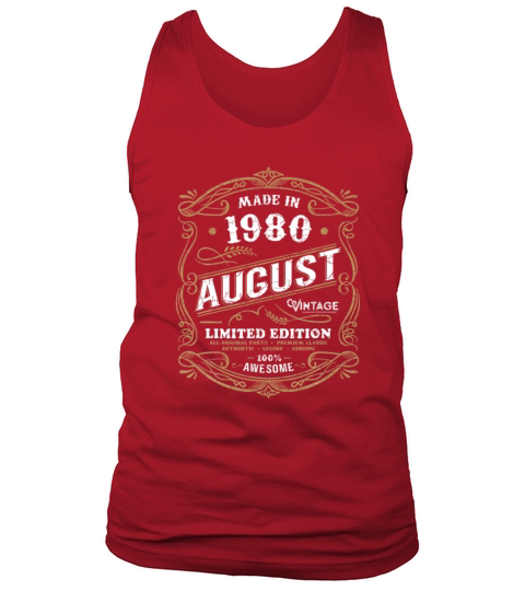41st Birthday 1980 August Made Born Vintage Men's Tank Top