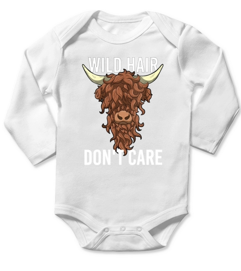 Highland Cow Wild Hair Don’t Care shirt Long Sleeve Baby One-Piece