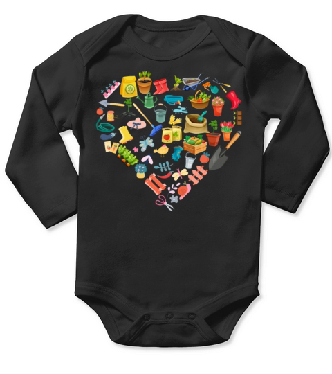 Gardening Love Garden Tools Heart Long Sleeve Baby One-Piece