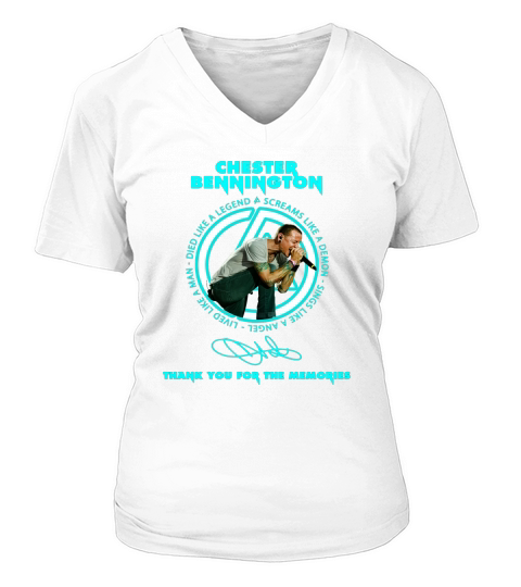 Chester Bennington Thank You For The Memories Signature V-neck T-Shirt Woman