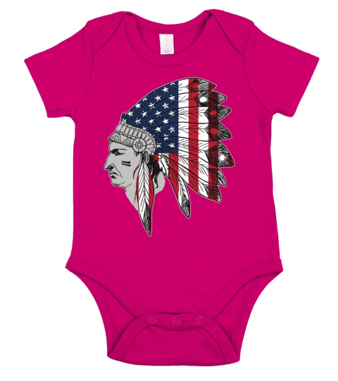 Native American Pride USA Flag for Christmas Short Sleeve Baby One-Piece