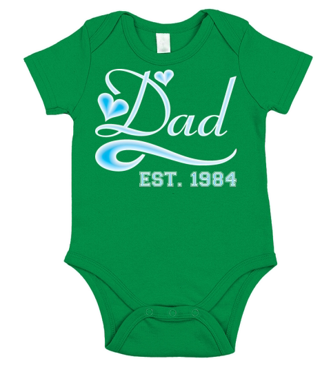 Dad Established 1984 Happy Fathers Day Short Sleeve Baby One-Piece