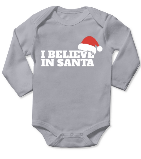 I Believe in Santa Claus Red Hat Christmas Holiday Long Sleeve Baby One-Piece