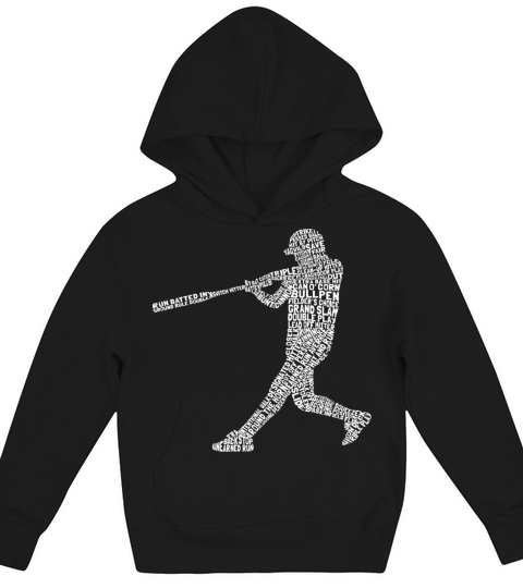 Softball Baseball Player Typography Kids Hoodie