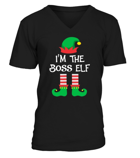 I m The Boss Elf Matching Family Group Christmas Men's V-Neck T-shirt