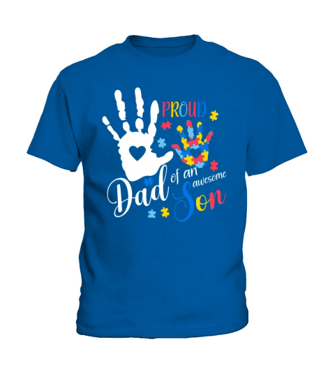 autism awareness proud dad of an awesomeson ribbon Kids T-Shirt
