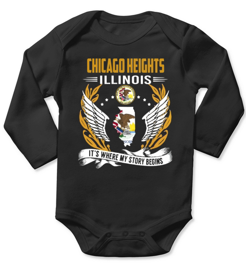 Chicago Heights, Illinois - Its Where My Story Begins Long Sleeve Baby One-Piece