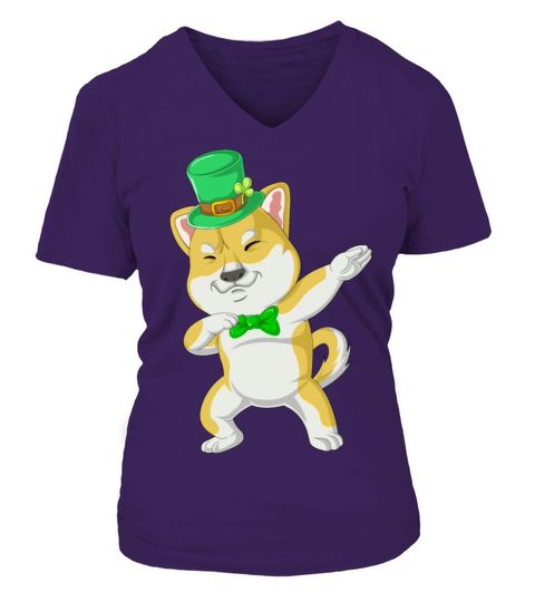 dabbing shiba inu st patricks day Women's V-Neck T-shirt