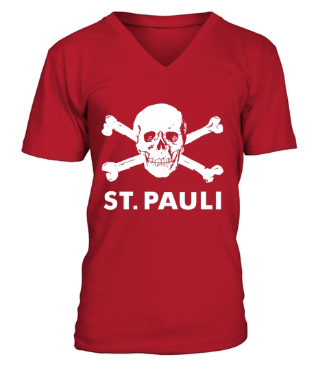 Retro Graphic St. Pauli Skull Football Team V-Neck T-shirt