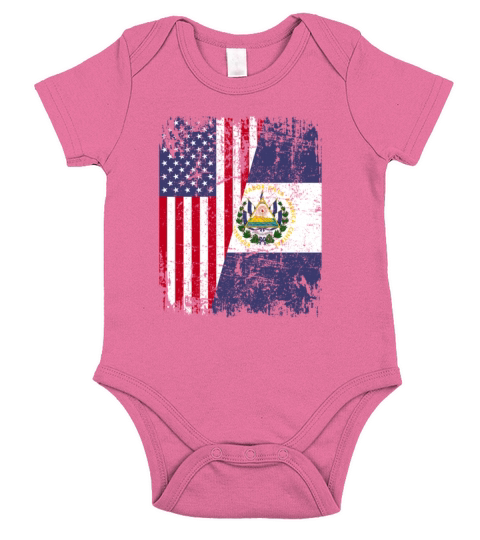 SALVADORAN ROOTS  Half American Flag EL SALVADOR Short Sleeve Baby One-Piece
