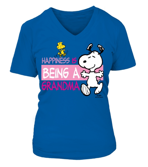 Peanut Snoopy Happiness Is Being A Grandma Gift Te Women's V-Neck T-shirt