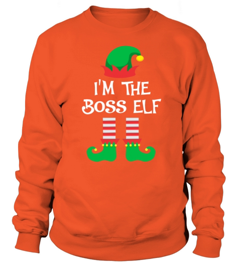 I m The Boss Elf Matching Family Group Christmas Men's Sweatshirt