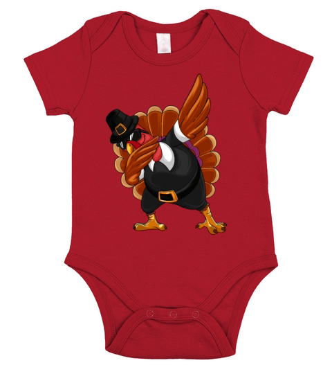 Thanksgiving Day Dabbing Turkey Pilgrim Boys Girls Short Sleeve Baby One-Piece