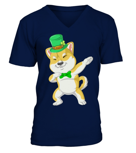 dabbing shiba inu st patricks day Men's V-Neck T-shirt