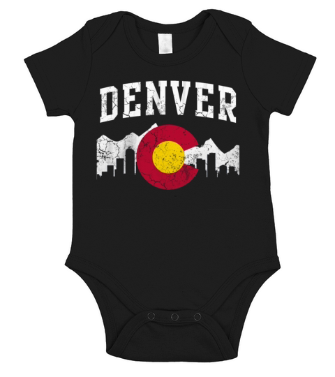 Colorado Flag Skyline Denver Short Sleeve Baby One-Piece