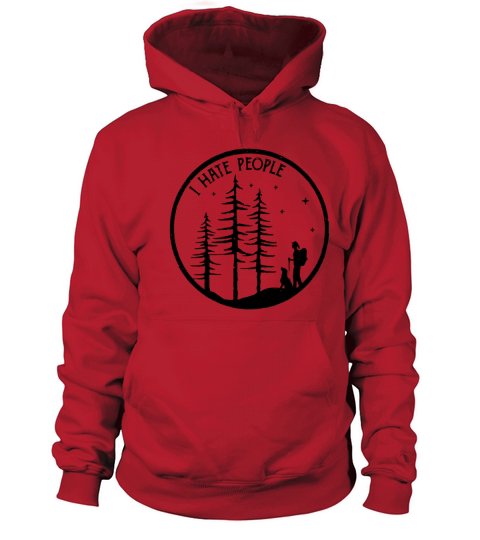 I hate people hiking tree dark clothes camp Men's Hoodie