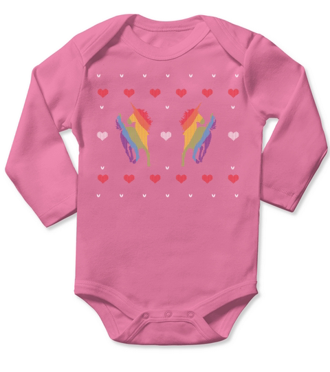 Rainbow Unicorn Ugly Sweater LGBT Long Sleeve Baby One-Piece