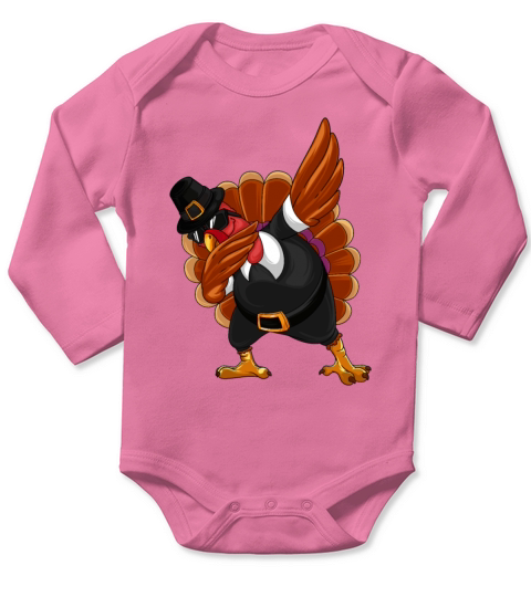 Thanksgiving Day Dabbing Turkey Pilgrim Boys Girls Long Sleeve Baby One-Piece