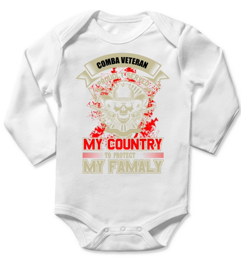 Comba Veteran Proudly Served My Country to Protect My Family Long Sleeve Baby One-Piece