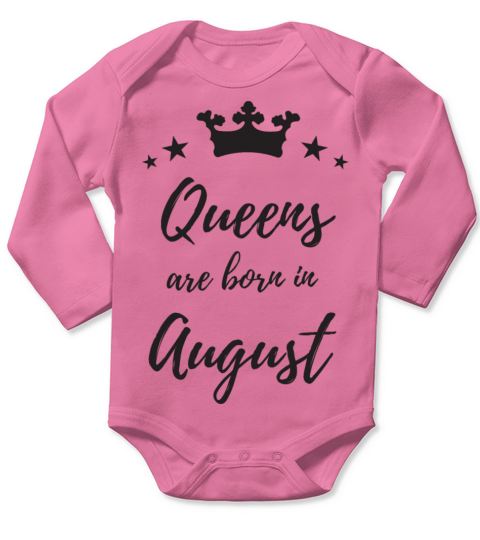 Queens Are Born In August Long Sleeve Baby One-Piece