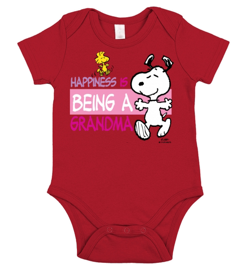 Peanut Snoopy Happiness Is Being A Grandma Gift Te Short Sleeve Baby One-Piece