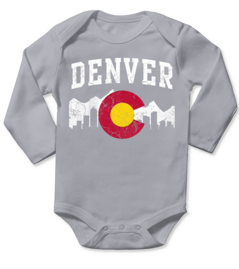 Colorado Flag Skyline Denver Long Sleeve Baby One-Piece