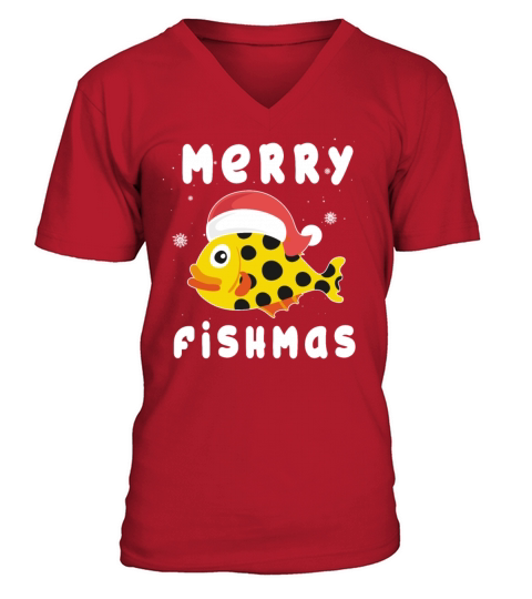 Merry Fishmas Fishing T shirt Christmas Xmas Gifts Men's V-Neck T-shirt