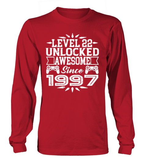 Level 22 Unlocked Awesome Since 1997 22th Birthday Men's Long Sleeve