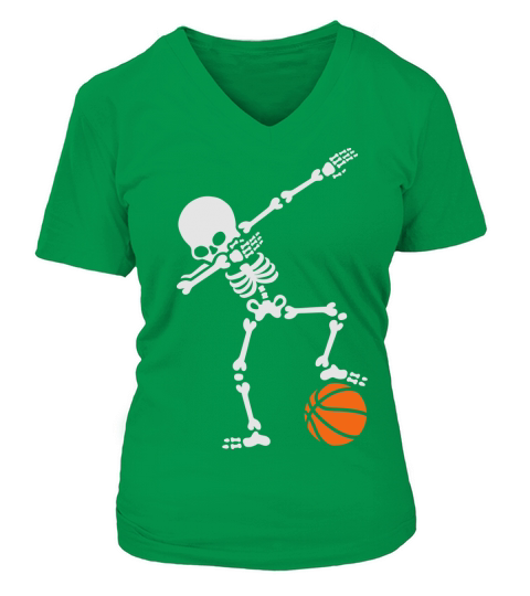 Dab dabbing skeleton football basketball Women's V-Neck T-shirt