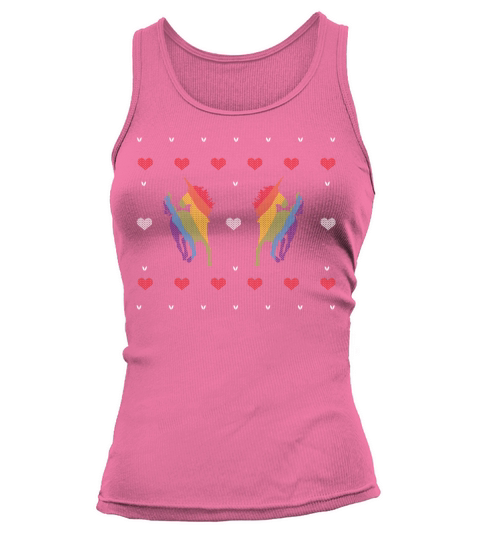 Rainbow Unicorn Ugly Sweater LGBT Women's Tank Top