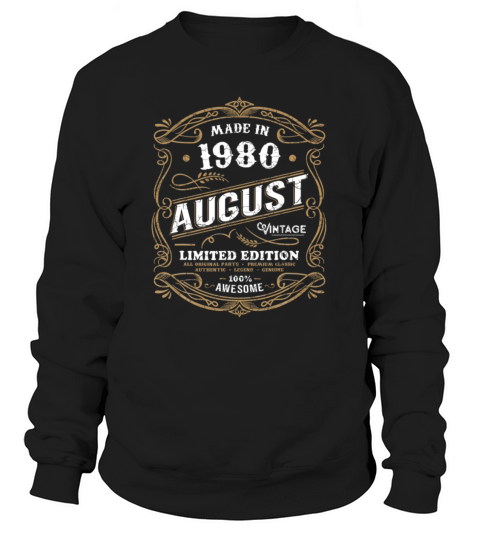 41st Birthday 1980 August Made Born Vintage Women's Sweatshirt