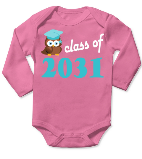 Class of 2031 School Owl Graduate Long Sleeve Baby One-Piece