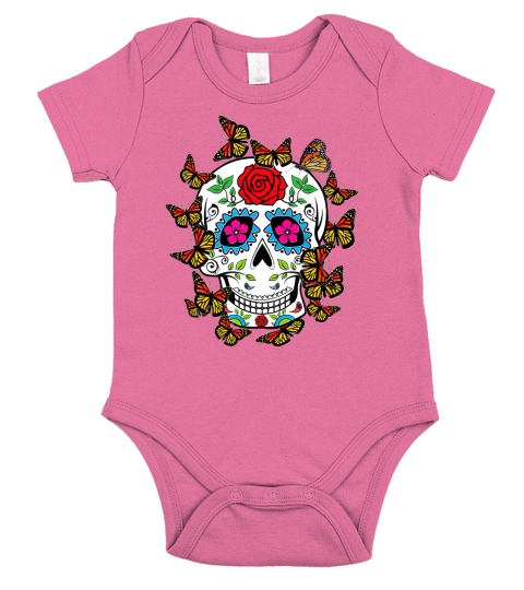 Original Dia De Los Muertos Costume Monarch Butterfly Halloween Short Sleeve Baby One-Piece