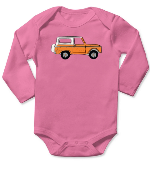 Vintage Orange Ford Bronco Design Long Sleeve Baby One-Piece