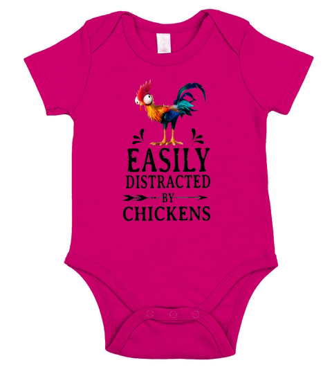 Easily distracted by chickens - Unisex Long Sleeve Short Sleeve Baby One-Piece