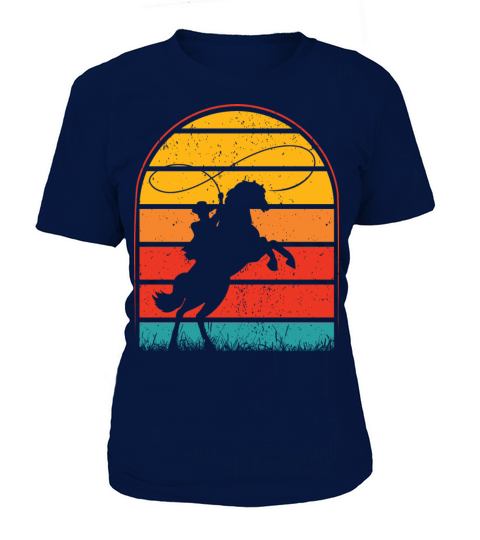 Colorful Retro Vintage Sunset Cowboy Horse Women's T-Shirt