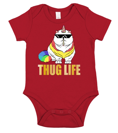 A Cool Thug Life Tee For Gangster "Unicorn Cat Short Sleeve Baby One-Piece