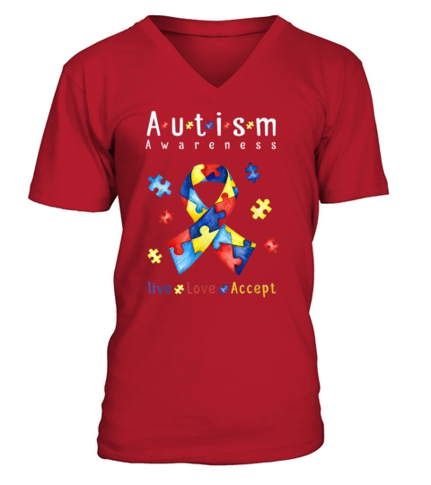 Live love accept autism awareness month christmas Men's V-Neck T-shirt