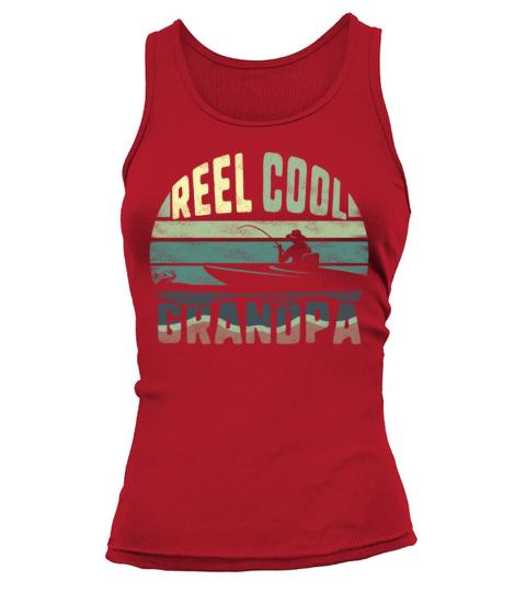 Fishing Reel Cool Grandpa Vintage Sunset Fathers Women's Tank Top