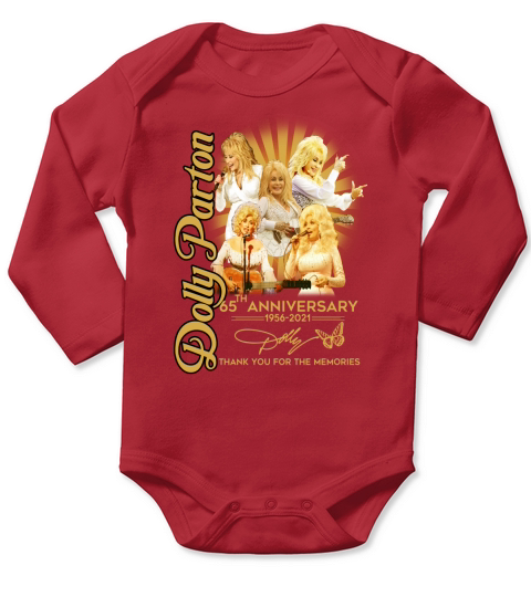 Dolly Parton 65th anniversary 1956 to 2021 thank you for the memories signature Long Sleeve Baby One-Piece