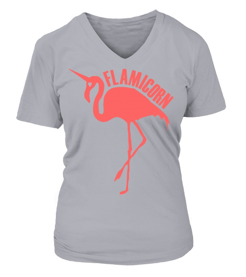 flamingo unicorn hybrid creature hybrids dark pink V-neck T-Shirt Woman