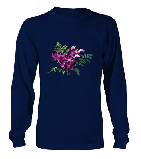 Bouquet of Purple Orchids and Ferns Women's Long Sleeve