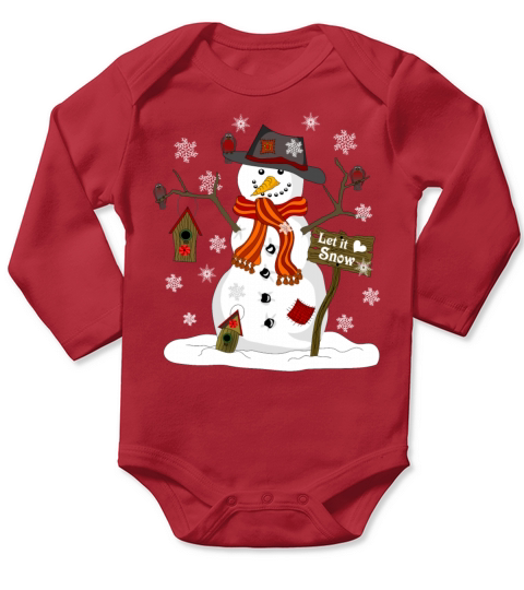snowman Long Sleeve Baby One-Piece