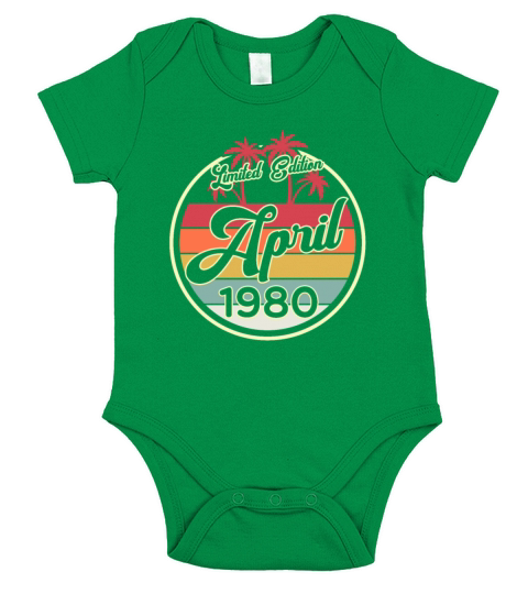 Vintage 80s April 1980 40th Birthday Gift Idea Short Sleeve Baby One-Piece